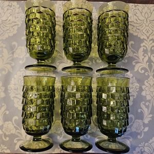 Vintage avocado Indiana glass juice glasses